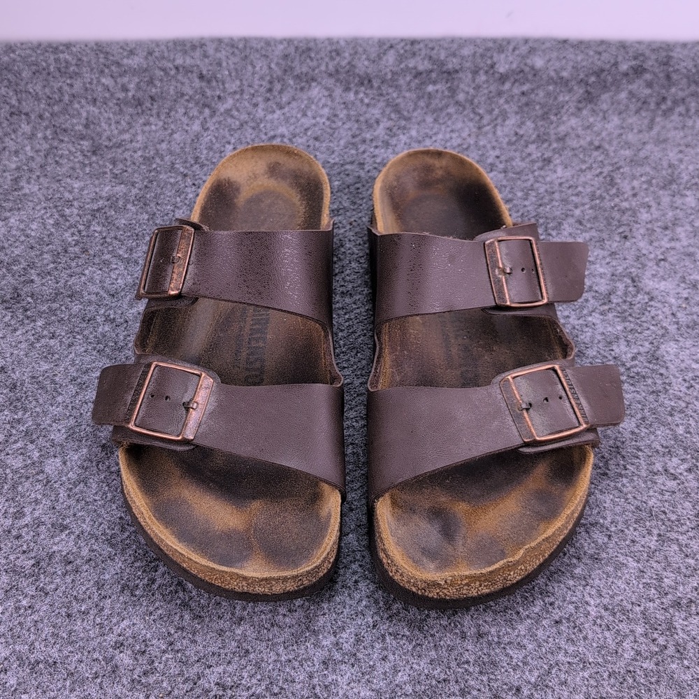 Birkenstock Arizona Sandals Mens 43 Brown BirkoFlor Two Strap Slide Mocha Buckle